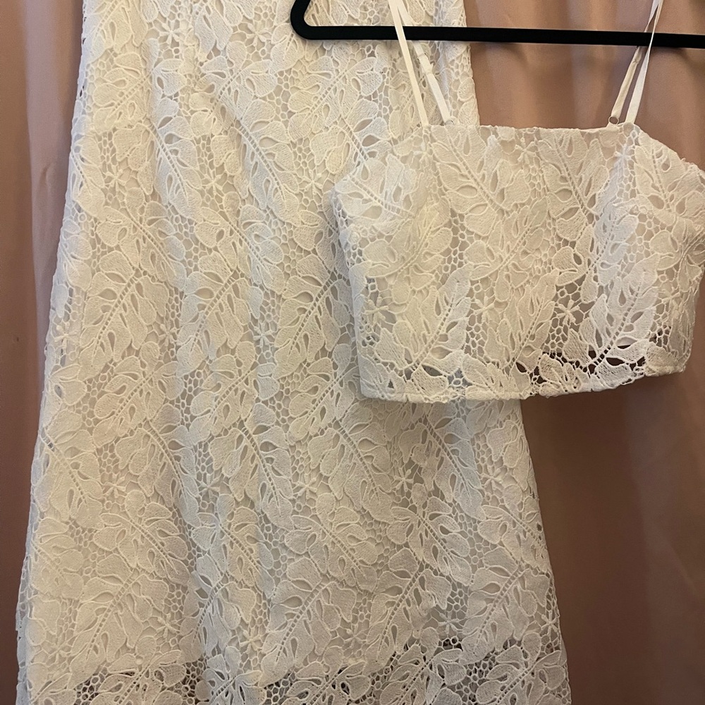 SHEIN White Floral Lace Chemise Dress